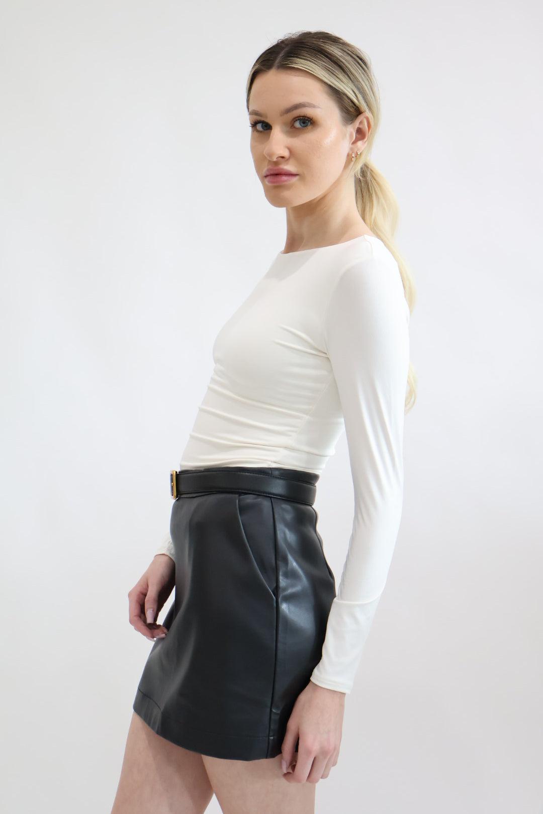 Vegan Leather Black Mini Skirt Product Image