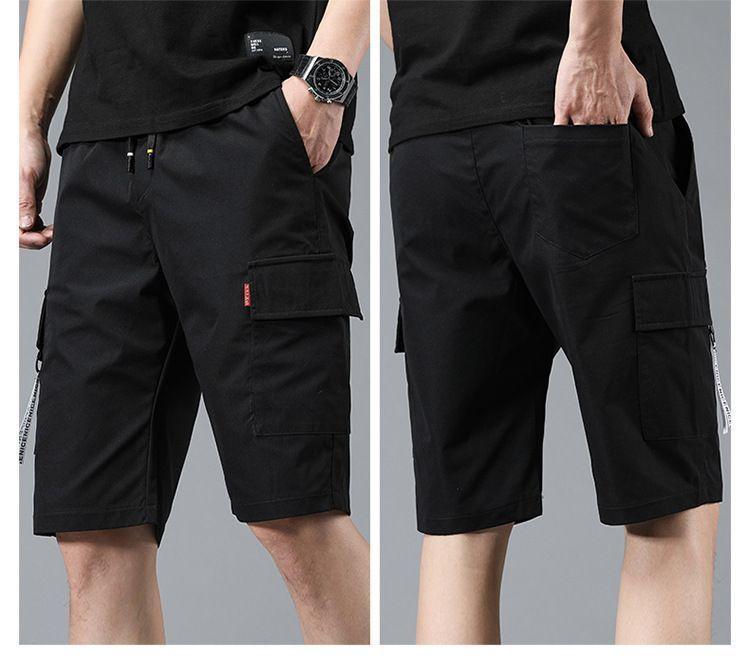 Lettering Strap Drawstring Cargo Shorts Product Image
