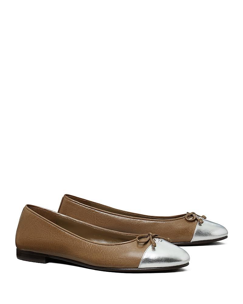 Womens Cap-Toe Leather Ballet Flats Product Image