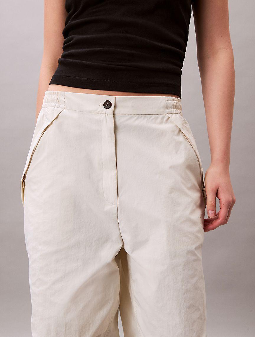 Calvin Klein Womens Crinkle Nylon Parachute Pants - White Product Image