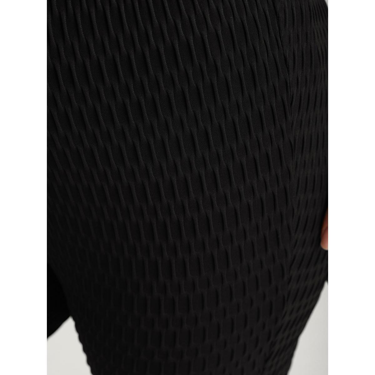 Plus Size Solid Plisse High Rise Skinny Leggings Women Black Casual High stretch Skinny High Rise Dailywear Leggings BloomChic 18-20/2X Product Image