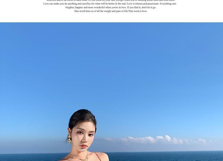 Spaghetti Strap Floral Print Midi Mermaid Dress Product Image