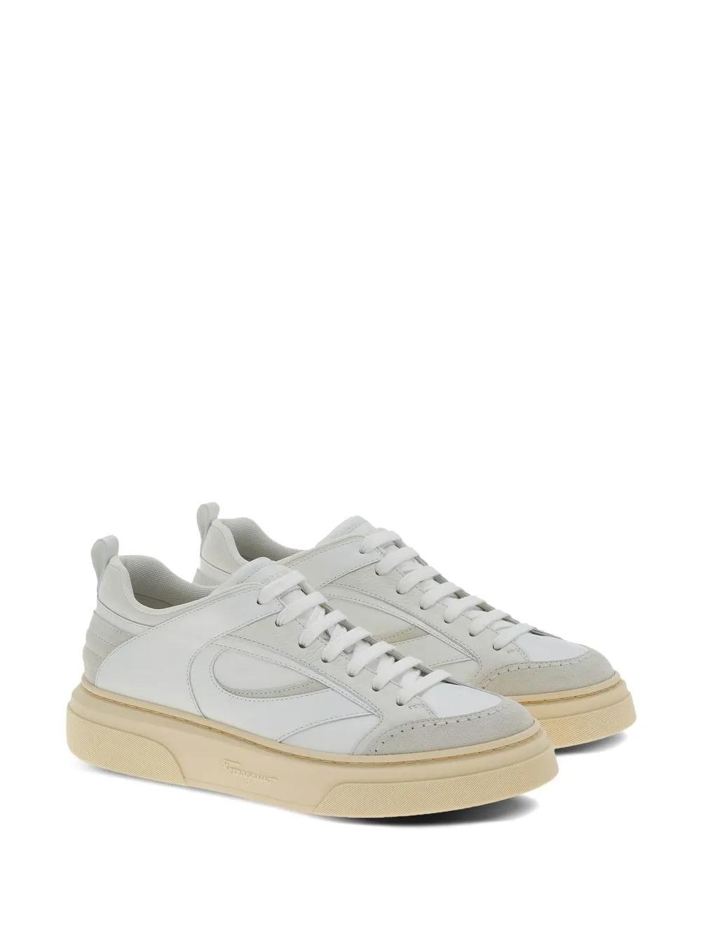 FERRAGAMO Panelled Low-top Sneakers In White Product Image