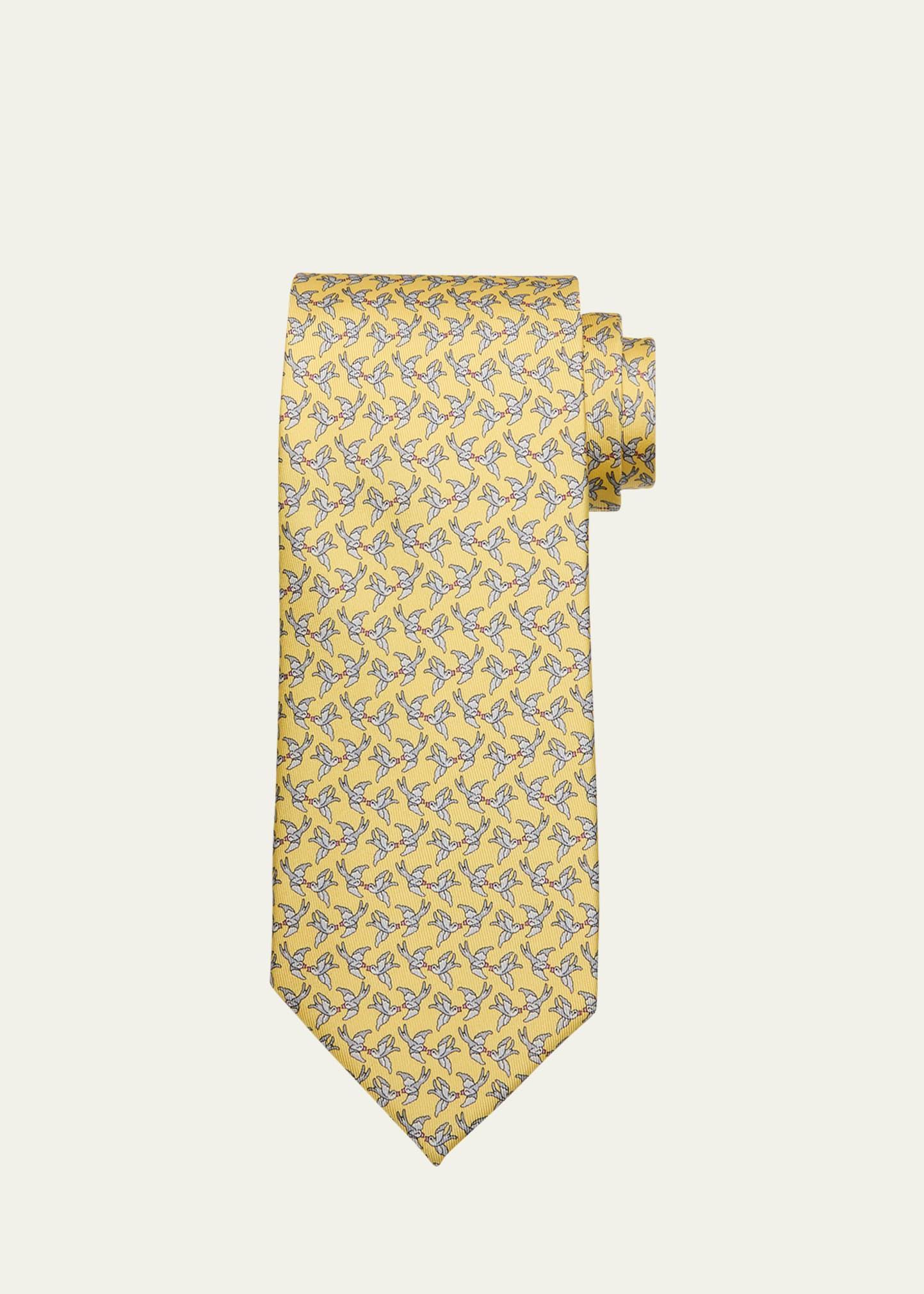 Mens Sparrow-Print Silk Tie Product Image