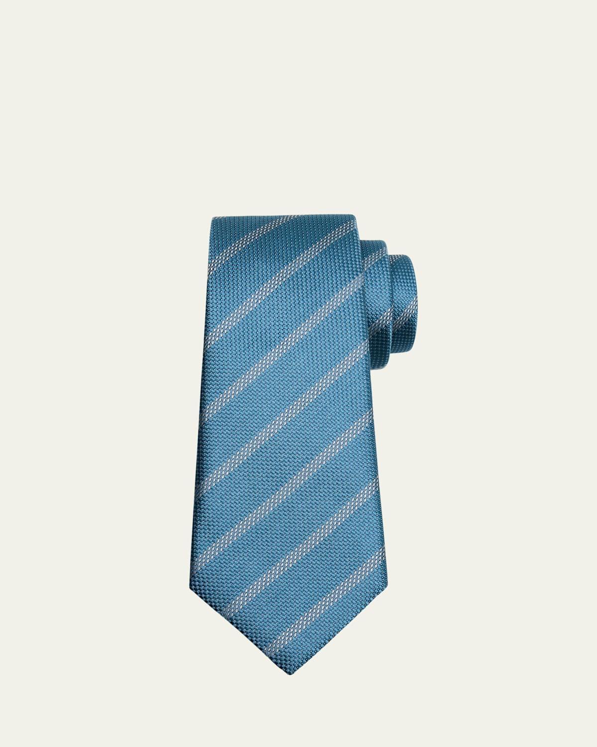 Mens Diagonal Stripe Silk Tie Product Image