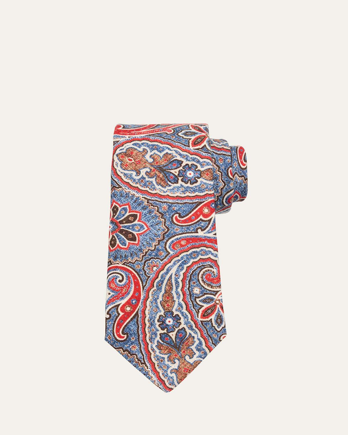 Mens Large Paisley Silk Tie Product Image