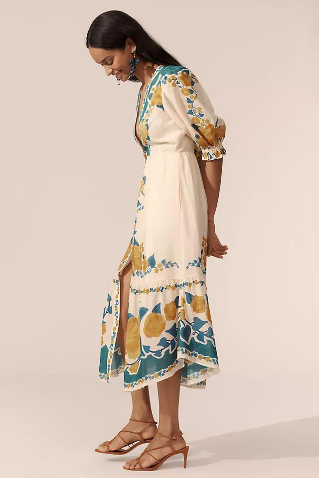 Farm Rio x Anthropologie Puff-Sleeve Printed Midi Dress Product Image