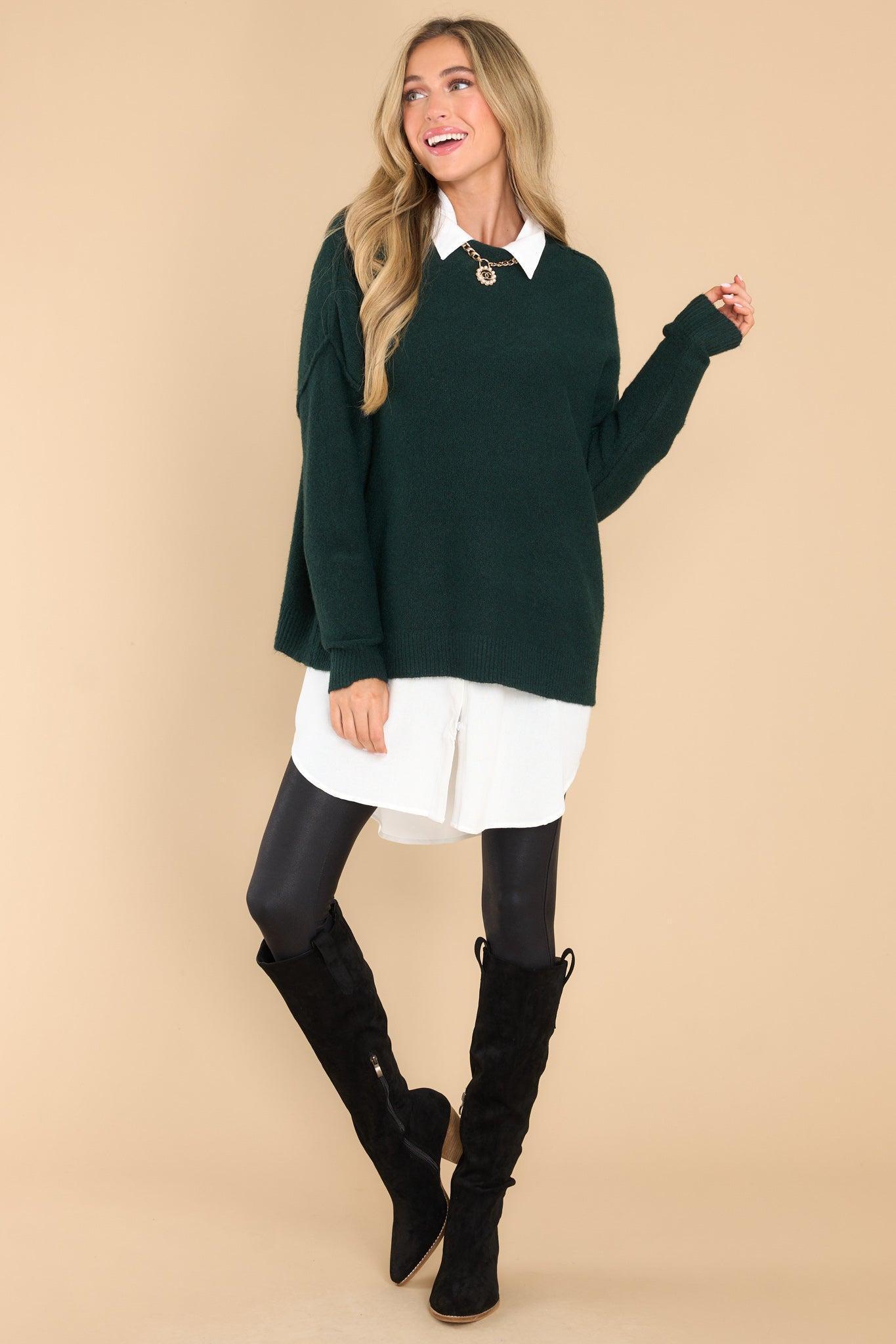 Full Heart Forest Green Sweater Product Image