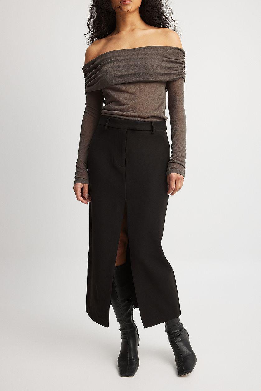 Pencil Front Slit Midi Skirt Product Image