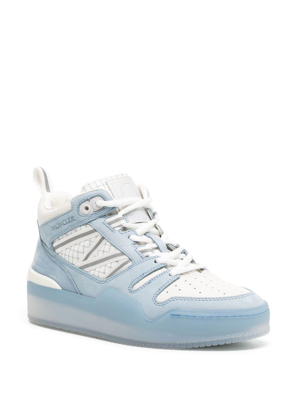 MONCLER Pivot Mid Leather And Ripstop-trimmed Suede Sneakers In Blue Product Image