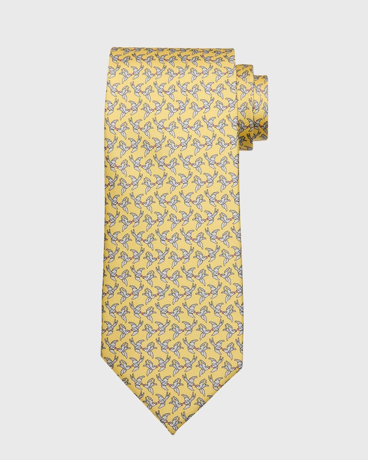 Mens Sparrow-Print Silk Tie Product Image