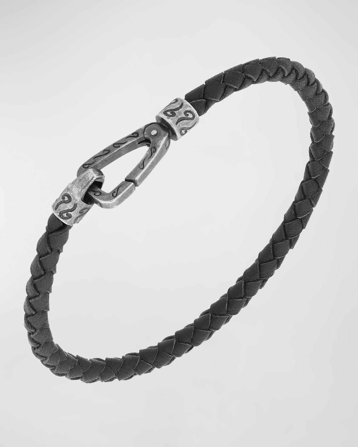 Mens Lash Woven Bracelet, Silver Product Image