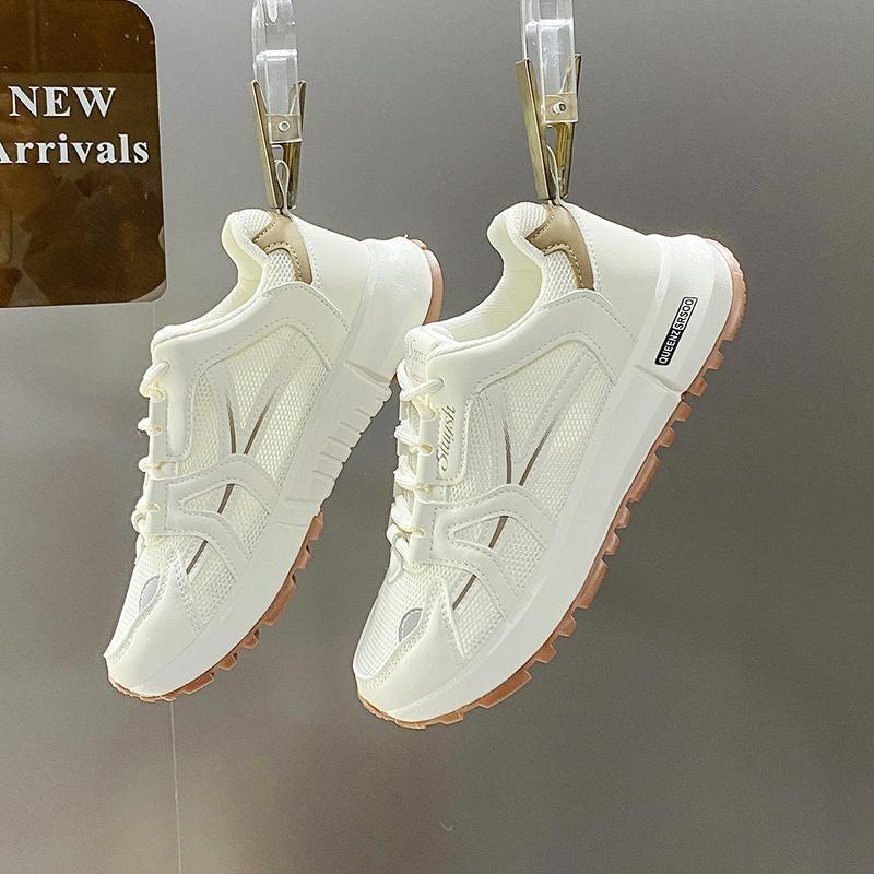 Platform Two Tone Mesh Panel Lace-Up Sneakers Product Image