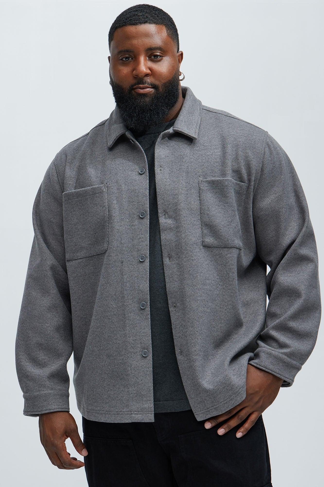Talbot Wool Like Button Up Shirt - Grey Product Image