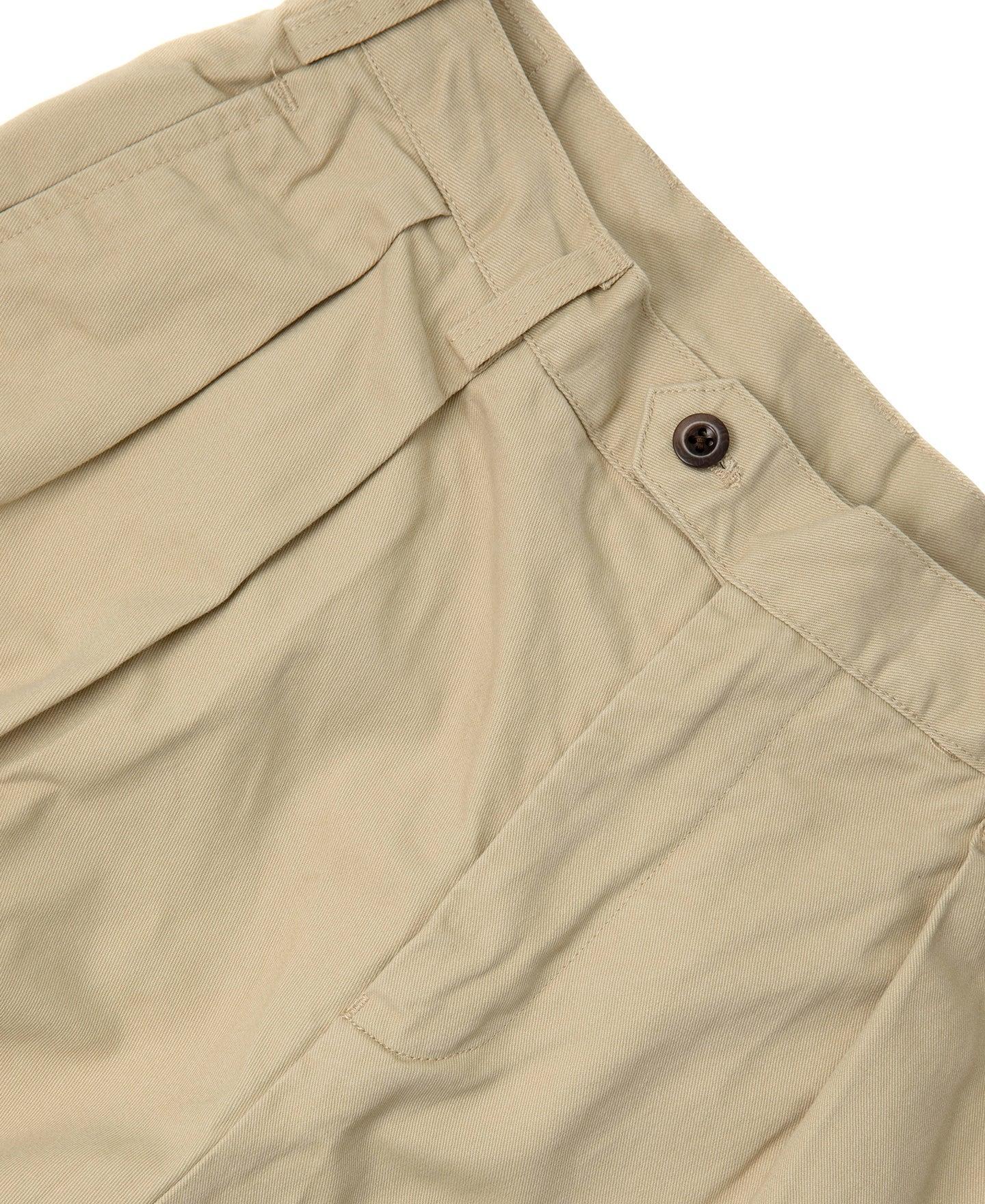 1930s IVY Style Double Pleated Chino Trousers - Khaki Product Image