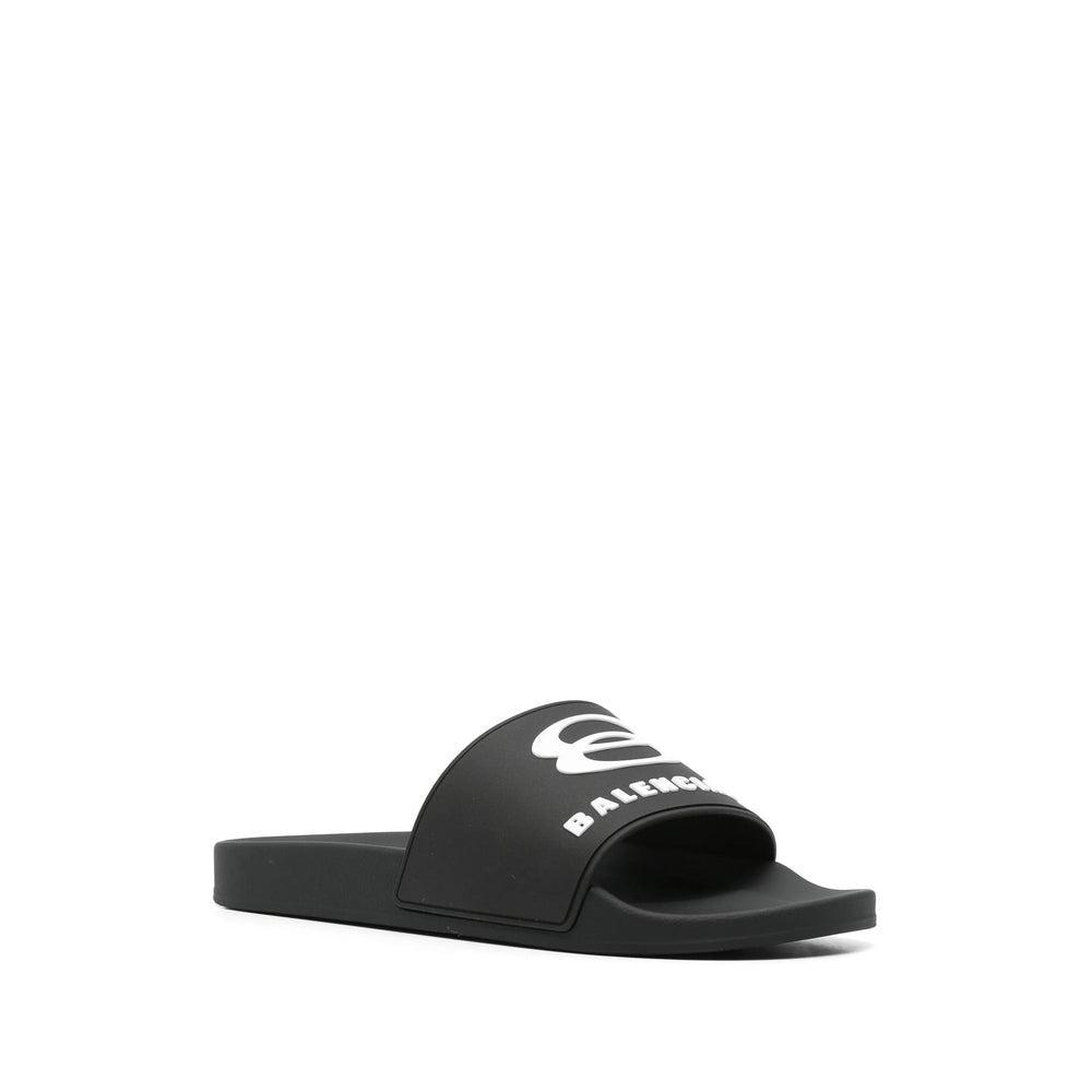 BALENCIAGA Rubber Slide Sandals For The Pool Men In Black White Product Image
