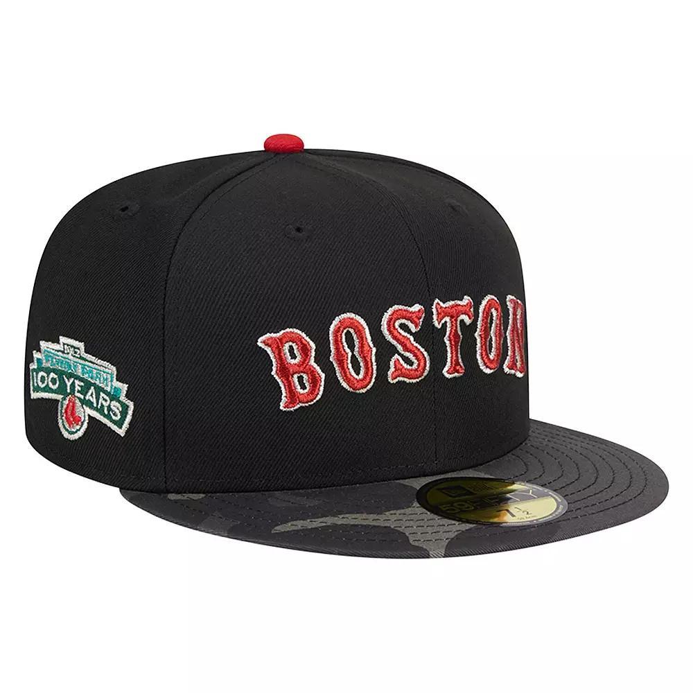 Men's New Era Black Boston Red Sox Metallic Camo 59FIFTY Fitted Hat, Size: 7 1/4 Product Image