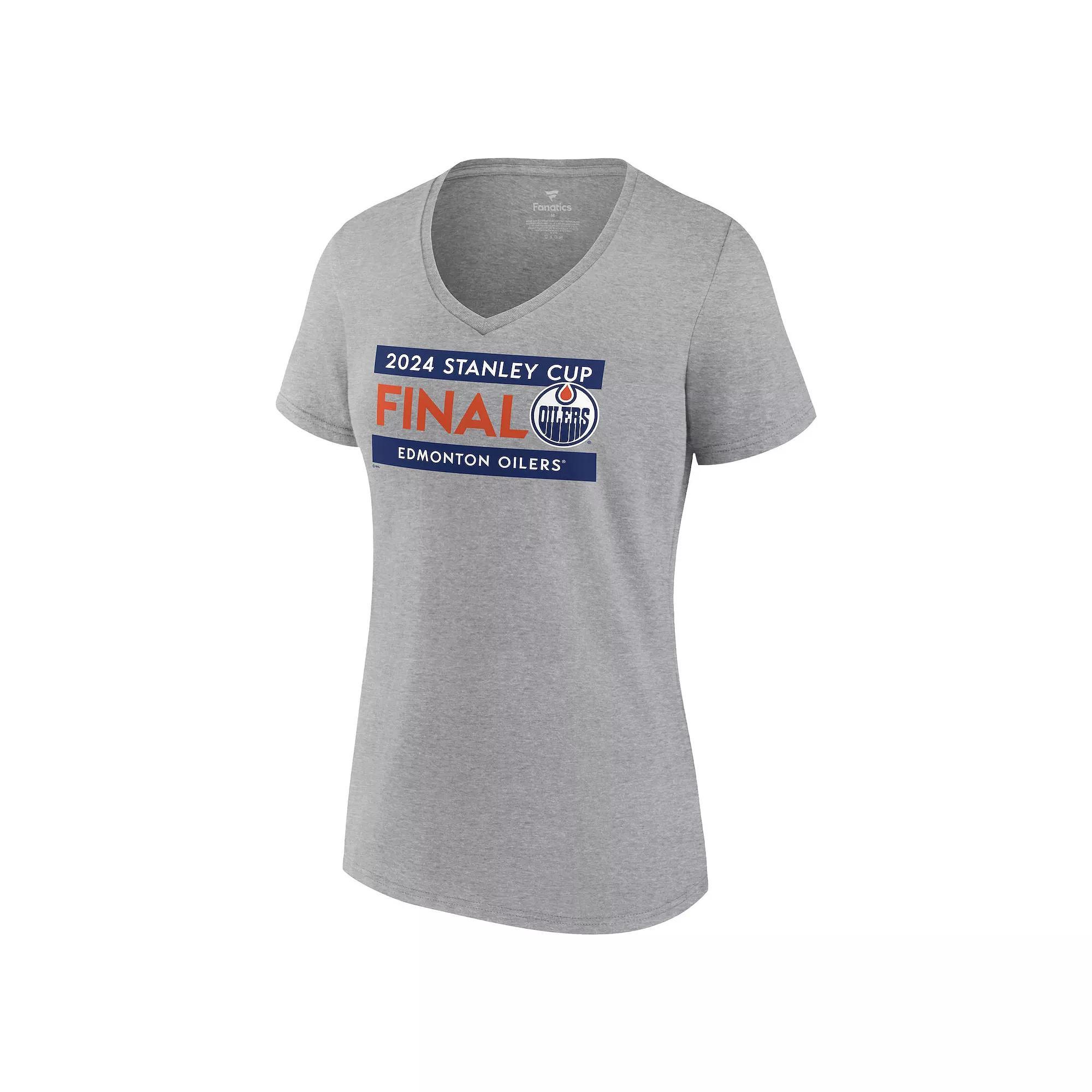 Women's Fanatics NHL Edmonton Oilers 2024 Conference Finals Champs Roster V-Neck Tee, Size: Medium, Oil Gray Product Image