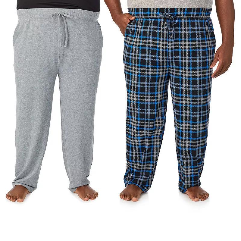Big & Tall Cuddl Duds® 2-Pack French Terry Pajama Pants Set, Men's, Size: XXL Tall, Black Team Red Plaid Product Image