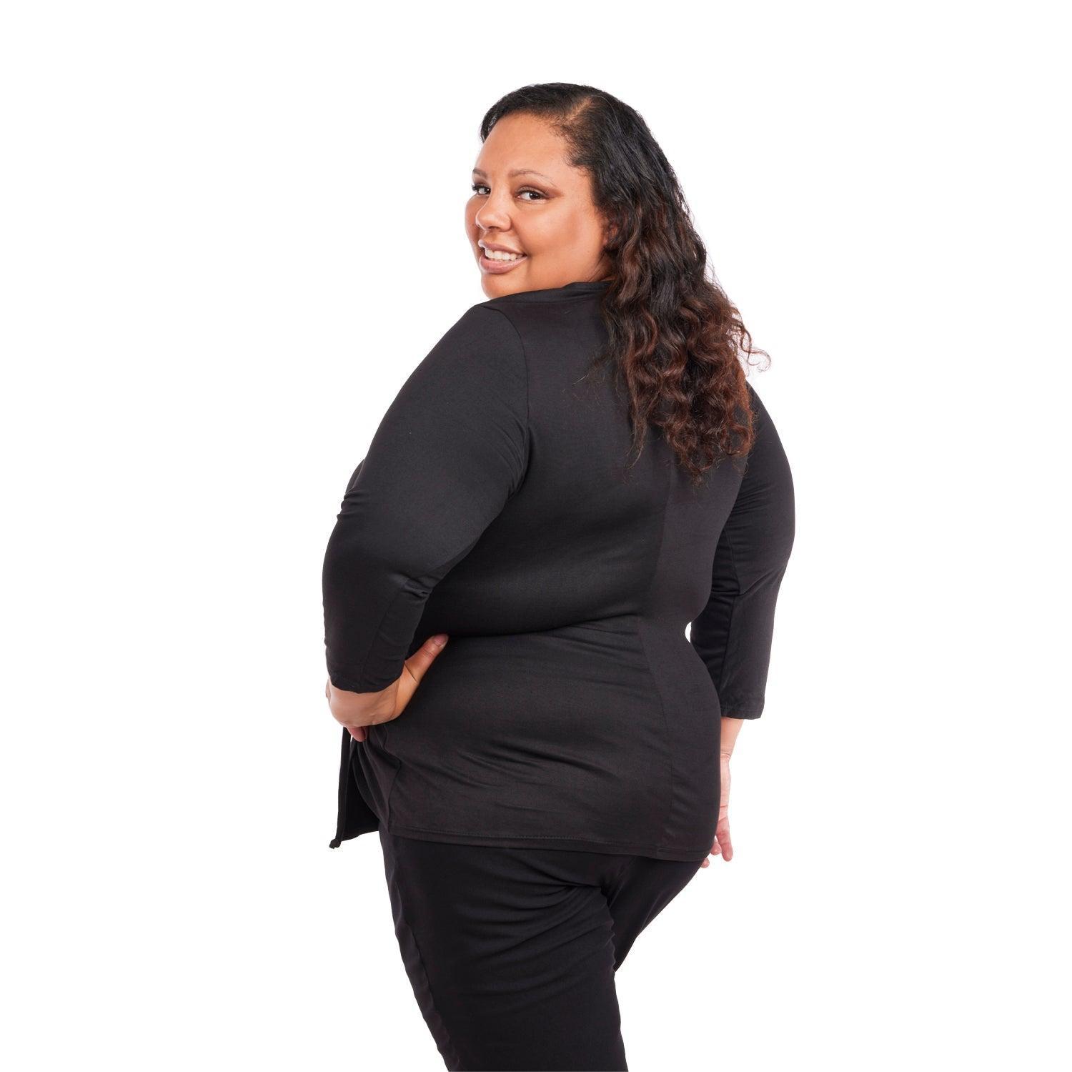 Inner Beauty Plus Solid 3/4 Sleeve Surplice Front V-Neck Top Product Image