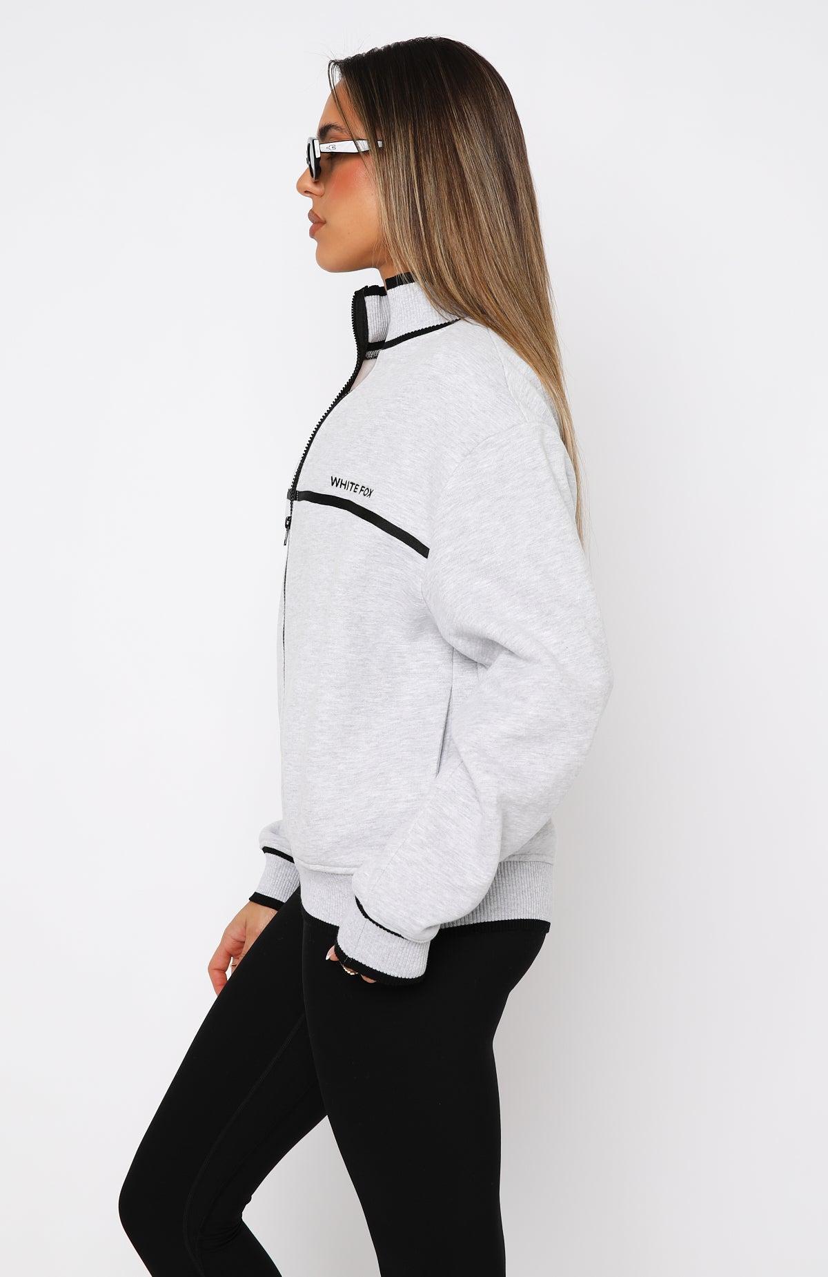 Sign Me Up Zip Front Sweater Grey Marle Product Image