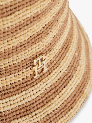 Stripe Straw Crochet Bucket Hat Product Image