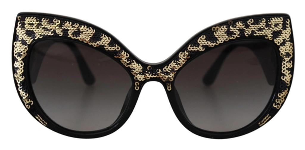 DOLCE & GABBANA Black Gold Sequin Butterfly Polarized Dg4326 Sunglasses Product Image