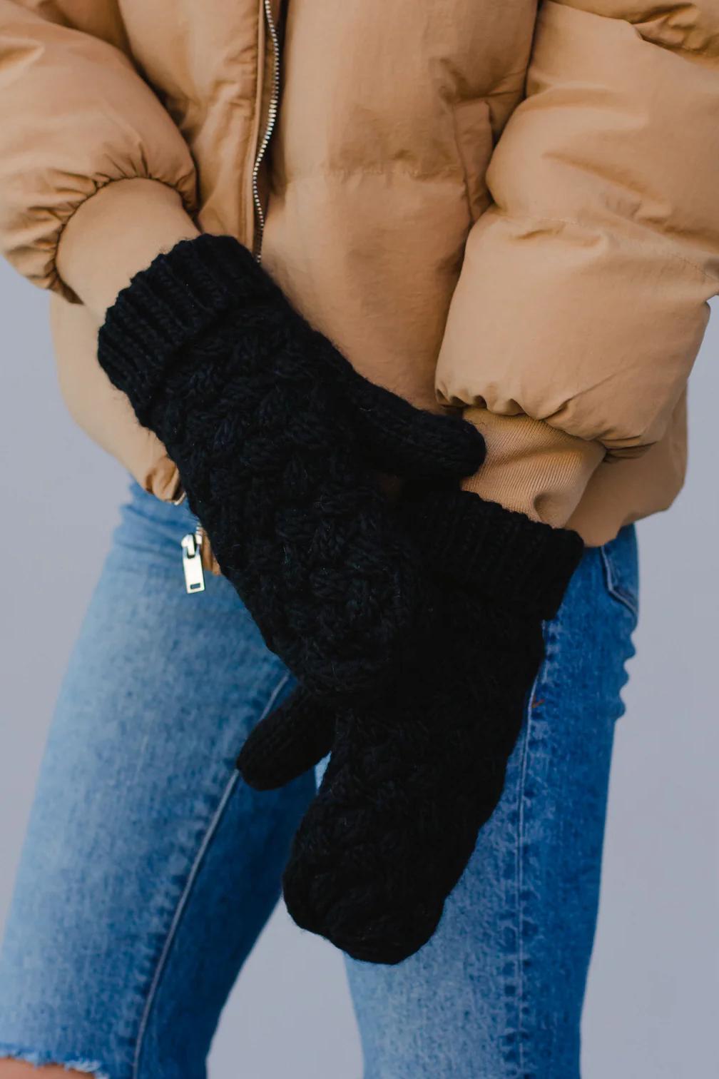 Textured Knit Mittens Product Image