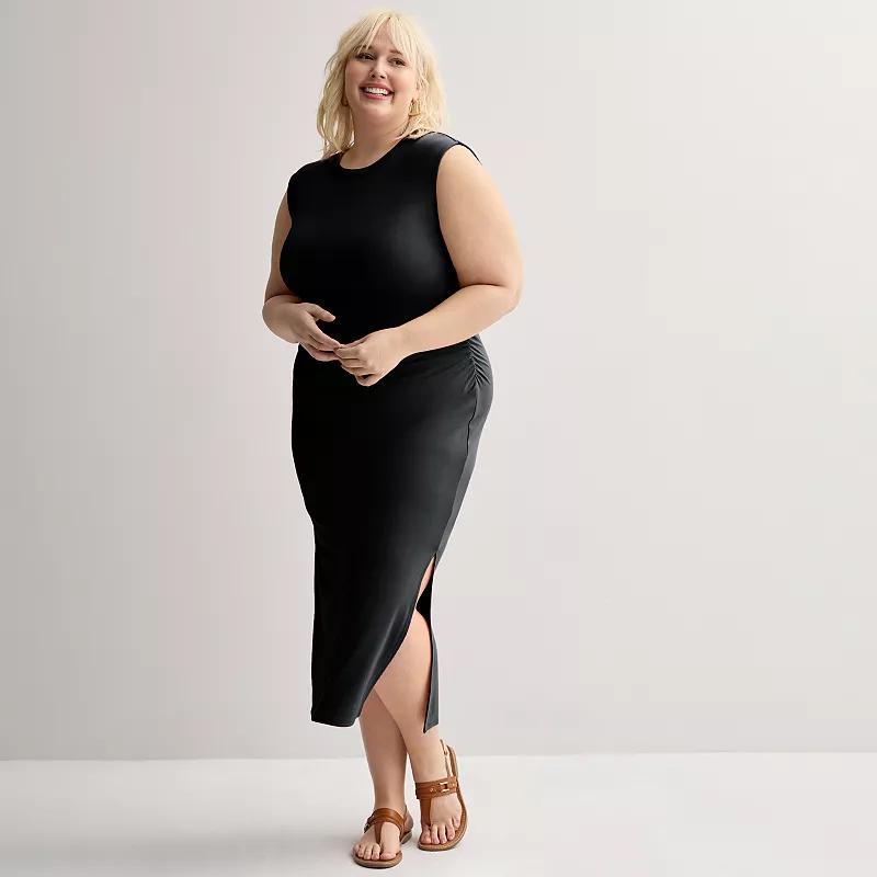 Plus Size INTEMPO Sleeveless Shirred Dress, Womens Product Image