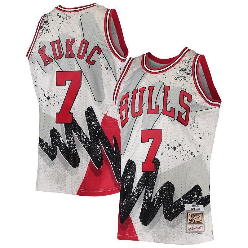 Mens Mitchell & Ness Toni Kukoc Chicago Bulls Hardwood Classics 1995-96 Hyper Hoops Swingman Jersey Product Image