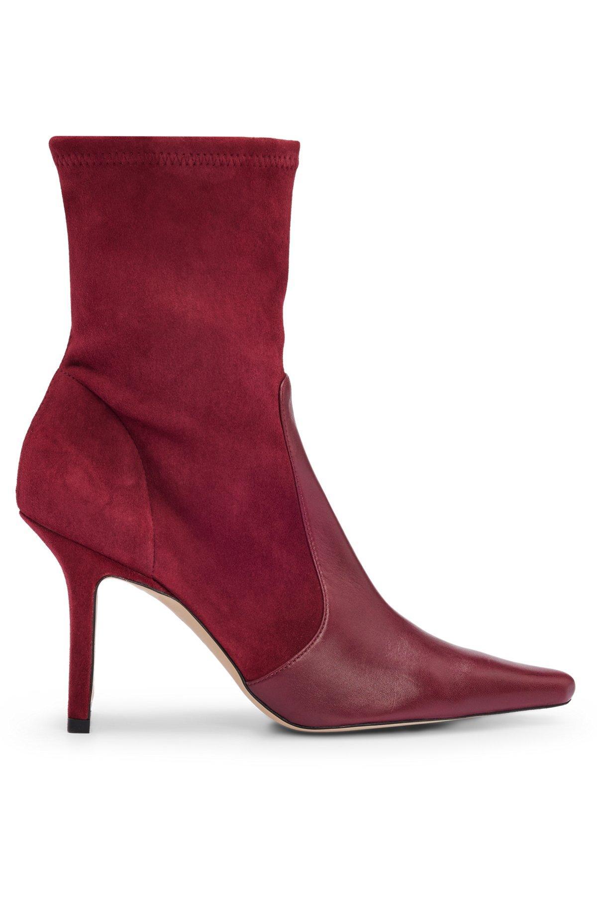 Ankle boots in suede and leather with side zip Product Image