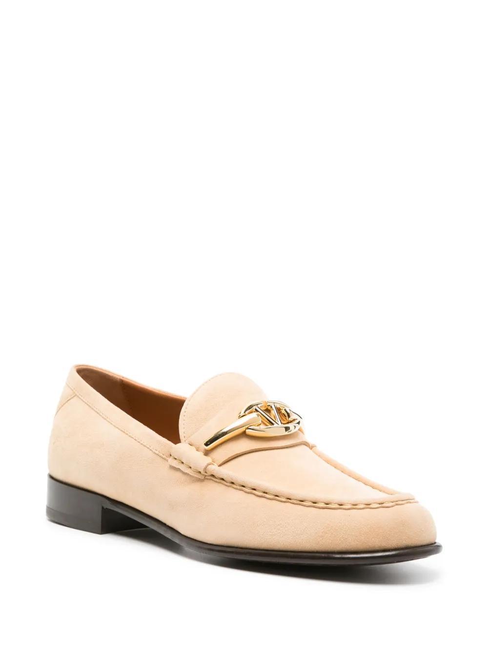 VALENTINO GARAVANI Vlogo-plaque Suede Loafers In Neutrals Product Image