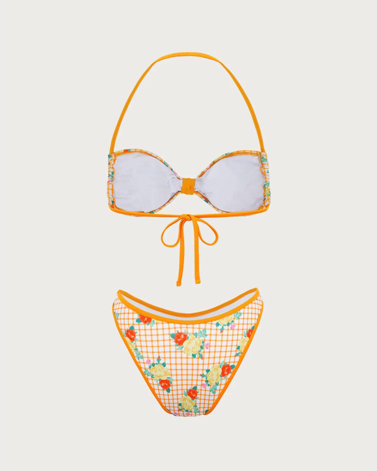 Yellow Floral Tie-Back Bikini Set Product Image