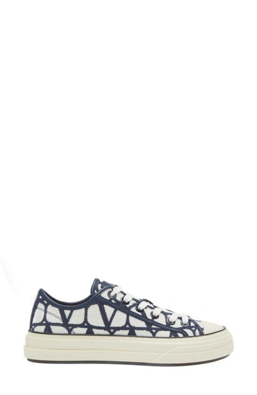 VALENTINO GARAVANI Vlogo Toile Platform Sneaker In Blue Product Image