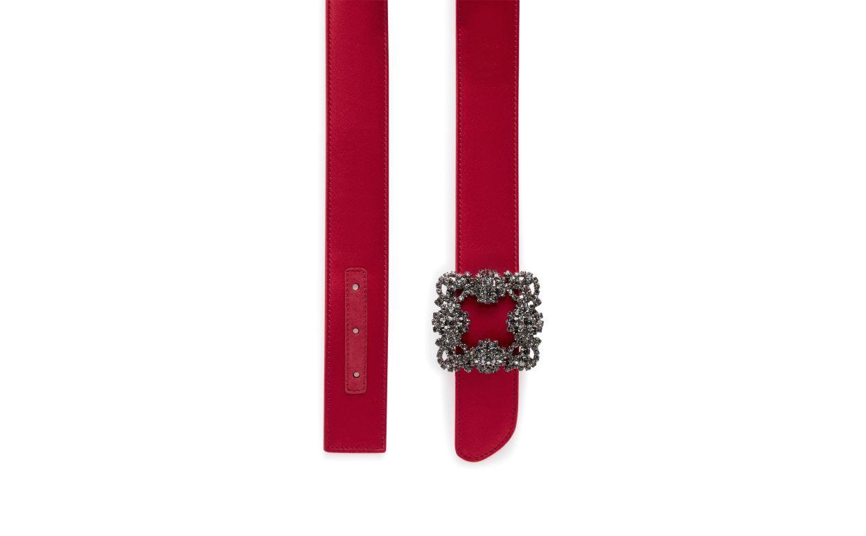 HANGISI BELT Red Satin Crystal Buckled Belt Product Image