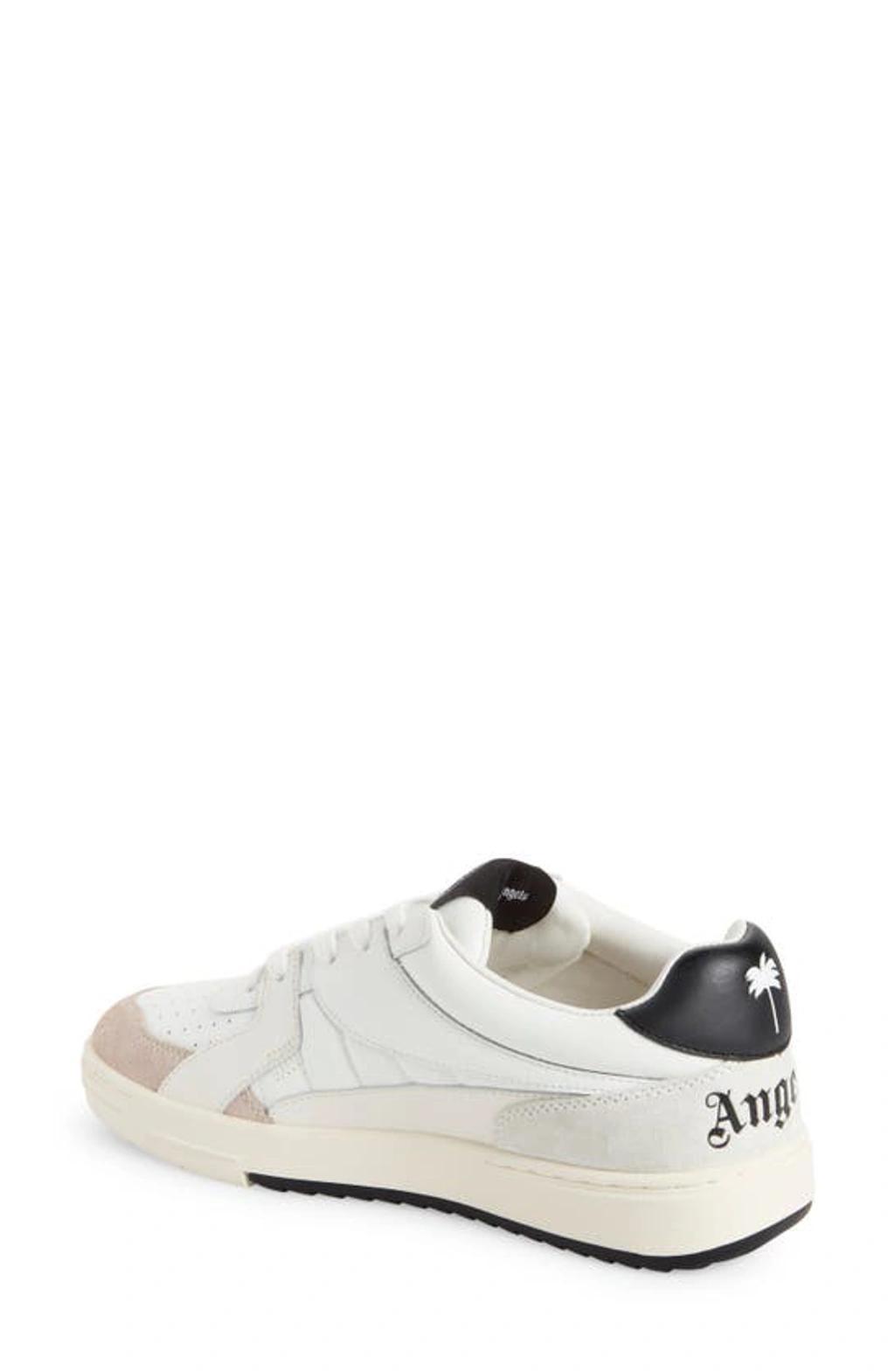 PALM ANGELS University Logo-print Low-top Leather Trainers In White,black Product Image