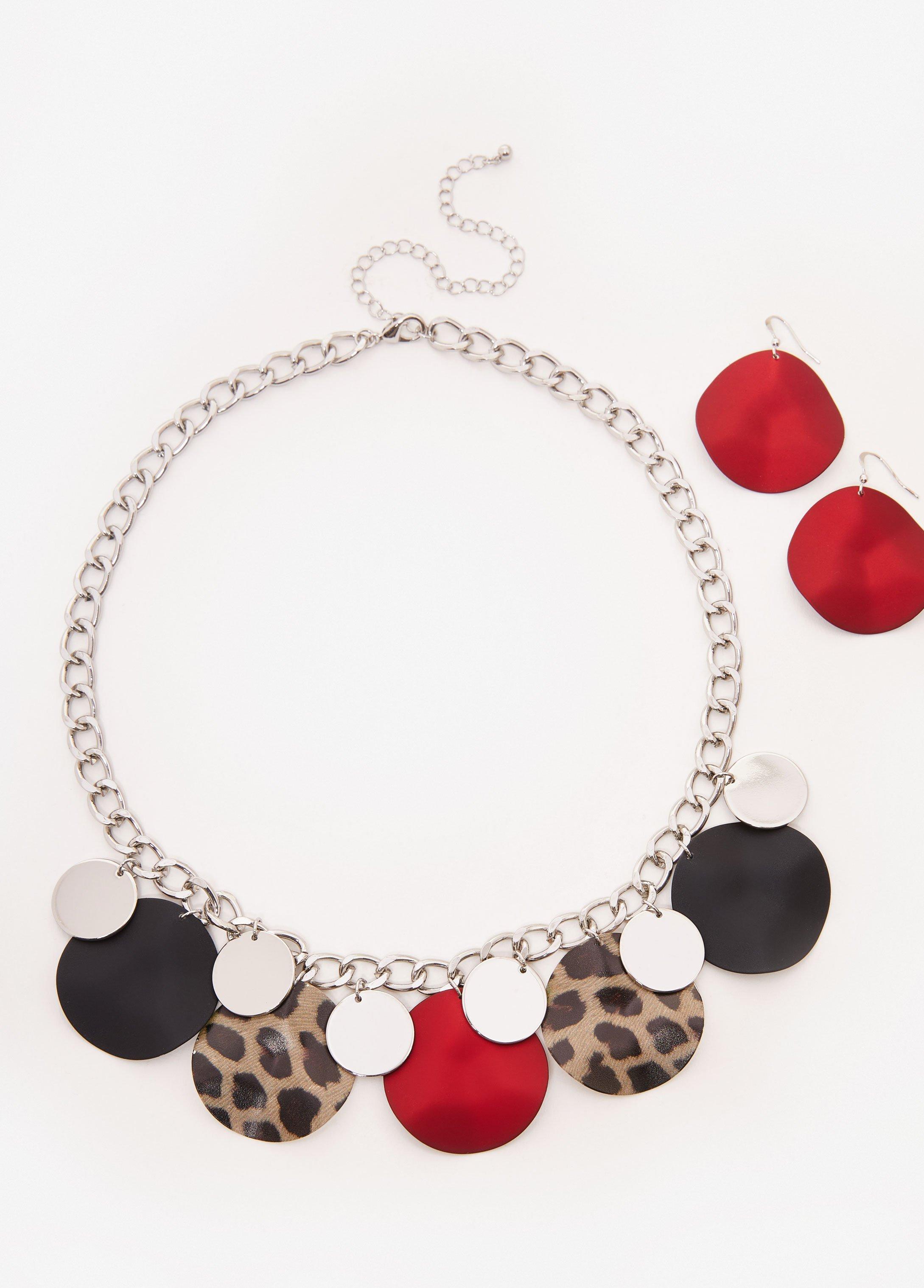 Coated Leopard Print Necklace Set Product Image