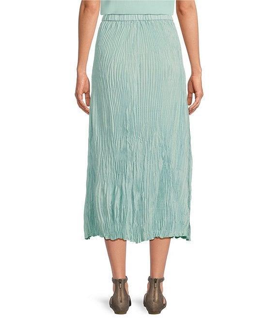 Eileen Fisher Crinkle Silk Pleated Midi A-Line Skirt Product Image
