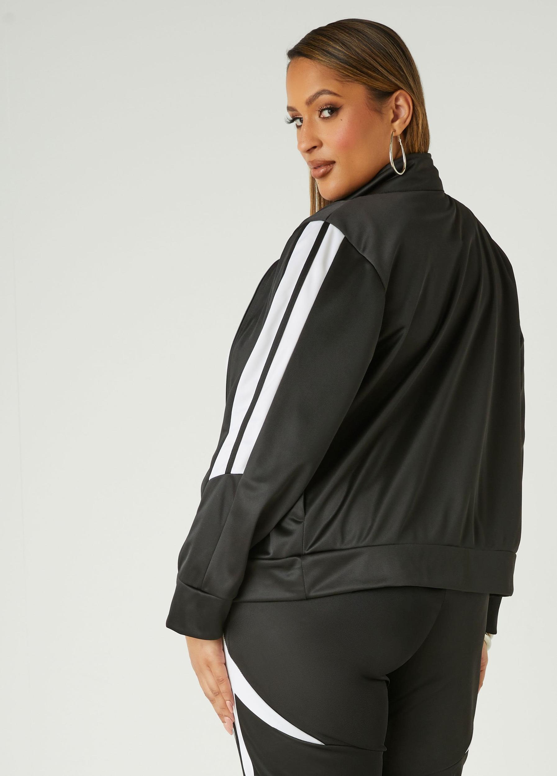 Plus Size Striped Trimmed Track Jacket Ashley Stewart Product Image