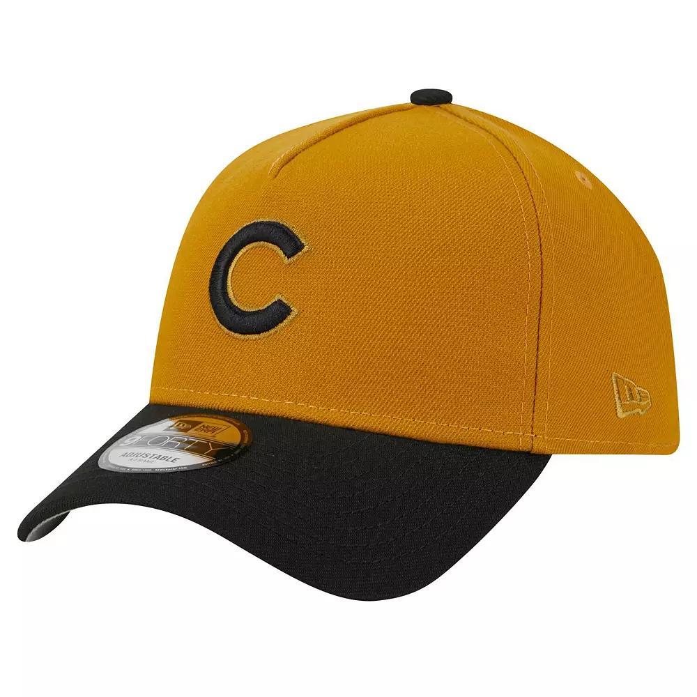 Men's New Era Gold/Black Chicago Cubs Rustic A-Frame 9FORTY Adjustable Hat Product Image