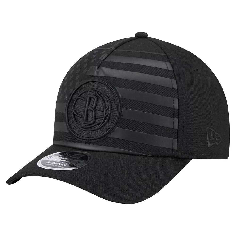 Men's New Era Black Brooklyn Nets Game Day Flag A-Frame 9FORTY Adjustable Hat Product Image