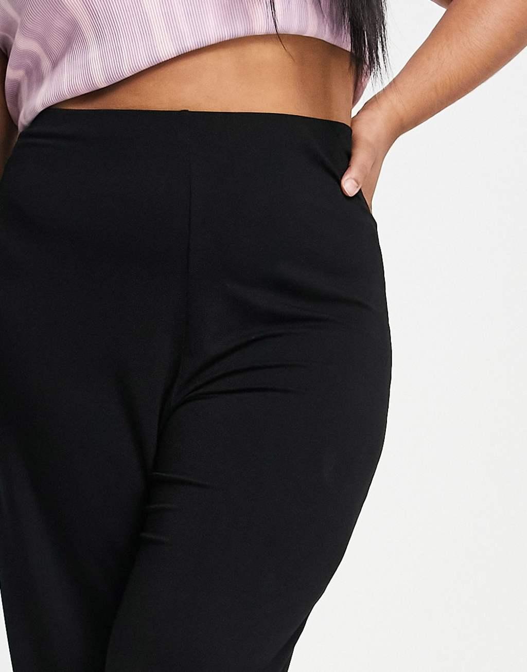 ASOS DESIGN Curve basic wide leg jersey pant in black Product Image