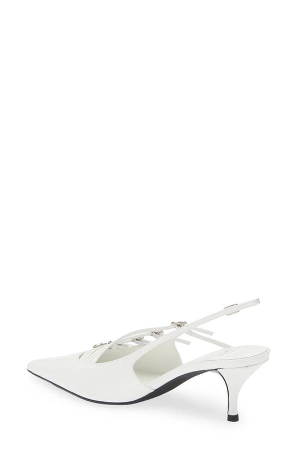 JEFFREY CAMPBELL Lash Pointed Toe Kitten Heel Sandal In White Patent Product Image