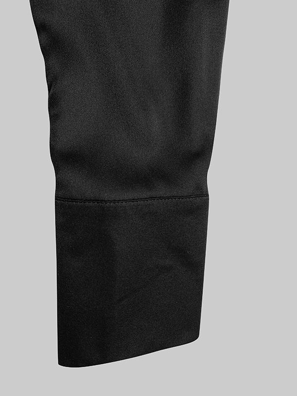 Long Sleeves Loose Solid Color Lapel Collar Maxi Shirt Dresses Product Image