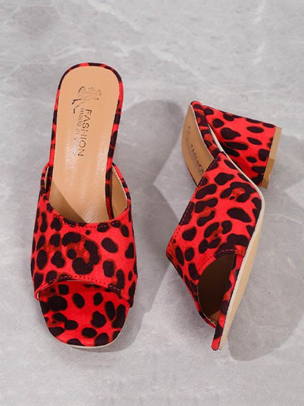 Leopard Open Toe Pumps Sandals Slippers Product Image