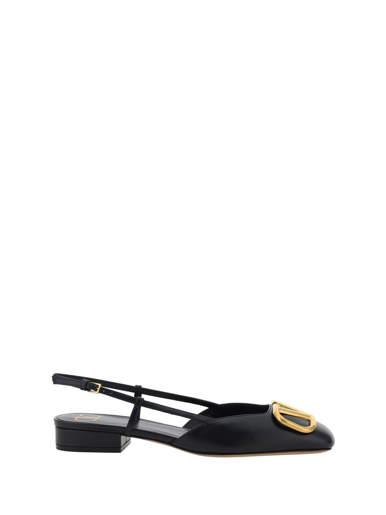 VALENTINO GARAVANI Vlogo 20 Pointed-toe Leather Slingback Courts In Black Product Image