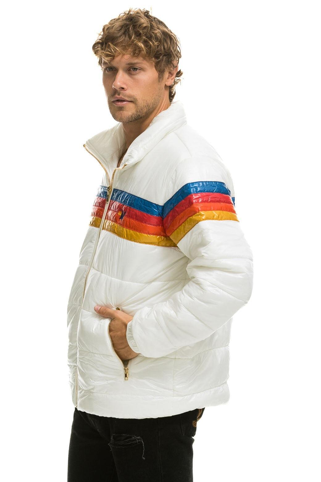 4 STRIPE LUXE TRAVELER JACKET - GLOSSY WHITE Male Product Image