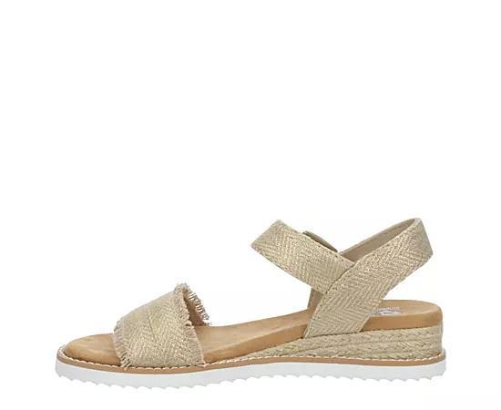 Skechers Womens Desert Kiss- Gold Crush Low Wedge Sandal Product Image