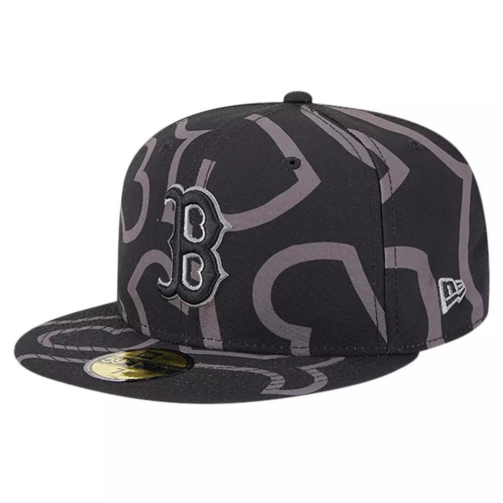Men's New Era Black Boston Red Sox Logo Fracture 59FIFTY Fitted Hat, Size: 6 7/8 Product Image