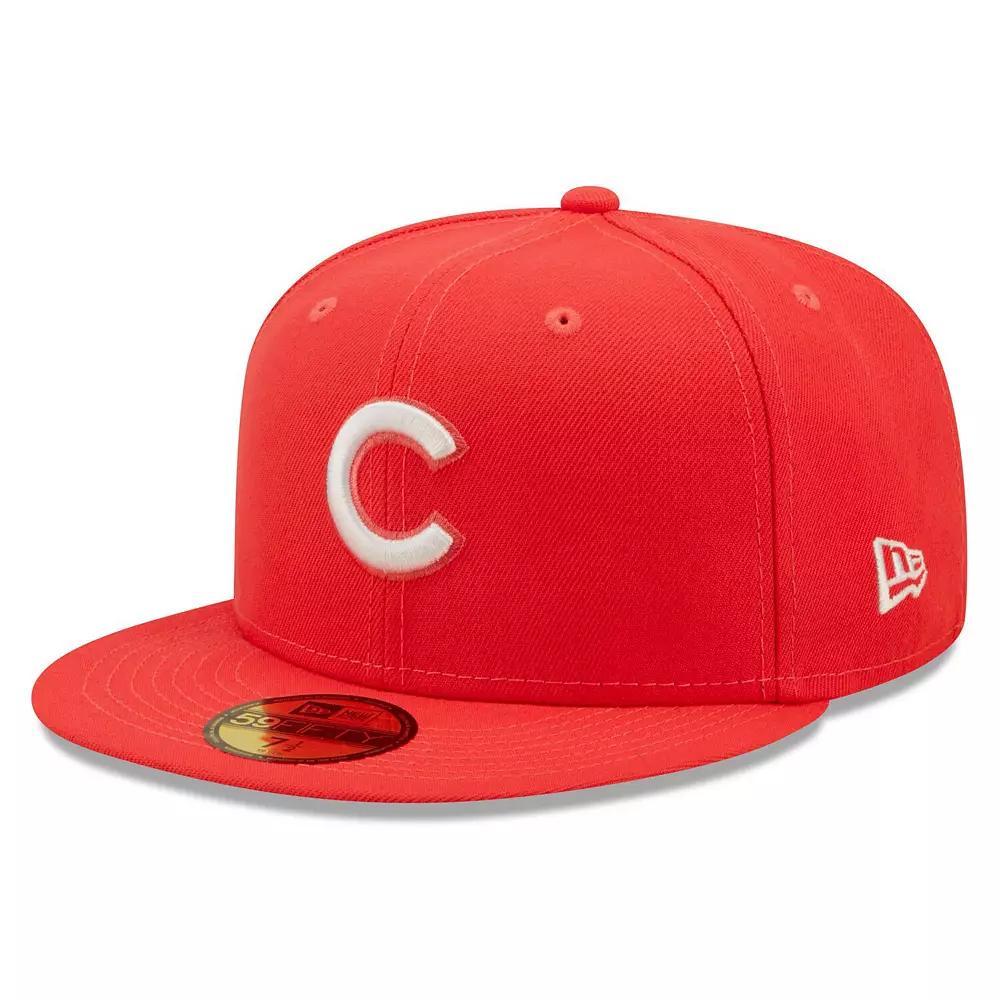 Men's New Era Red Chicago Cubs Lava Highlighter Logo 59FIFTY Fitted Hat,  Product Image